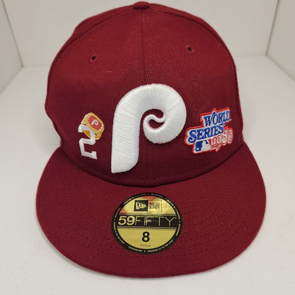 Philadelphia Phillies Hat 8 Fitted New Era 2 Time World Series Patch RARE 80 08